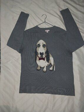 Merona Gray Dog-Graphic Sweater Size M